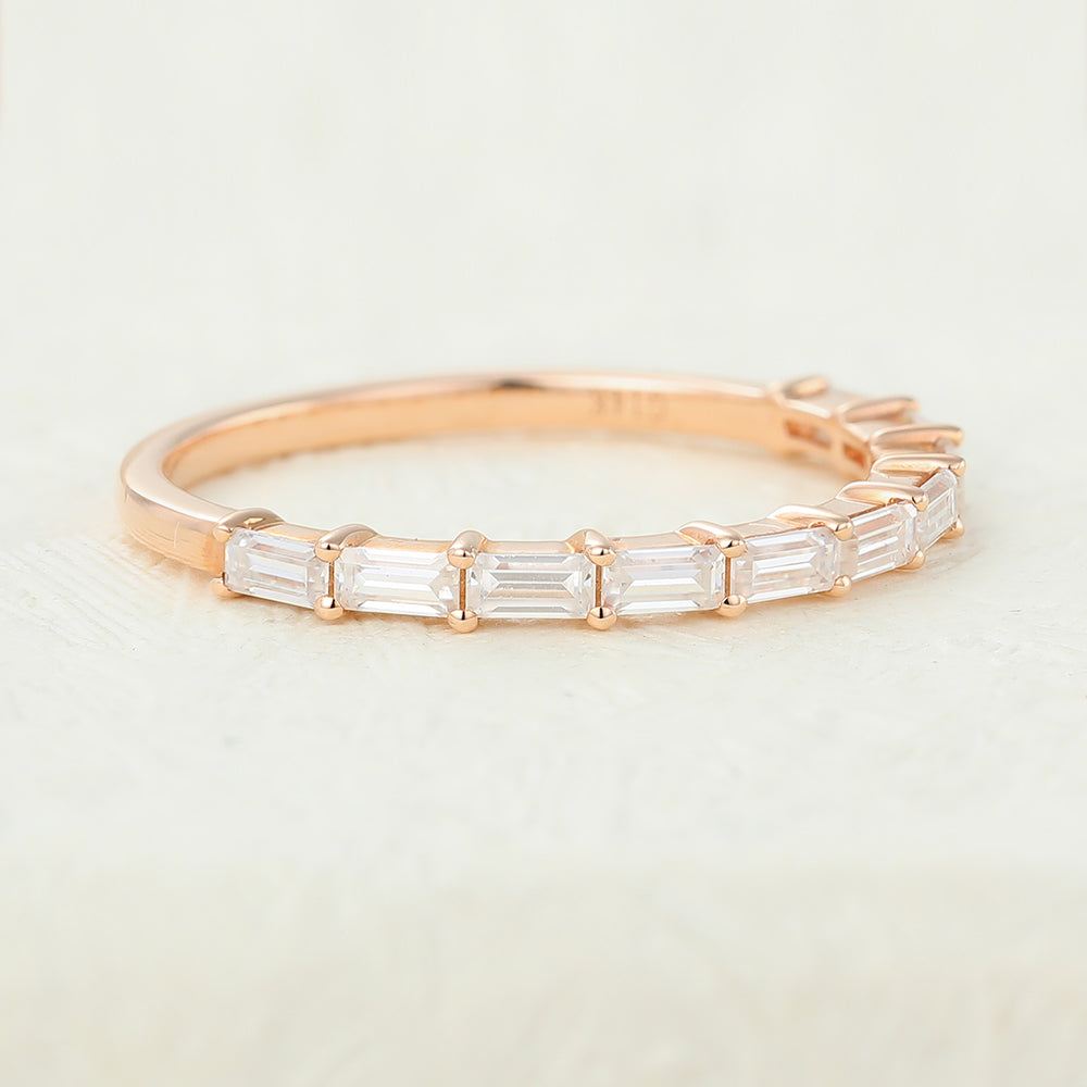 Tyler-0.6 TCW Baguette Moissanite Half Eternity Wedding Band