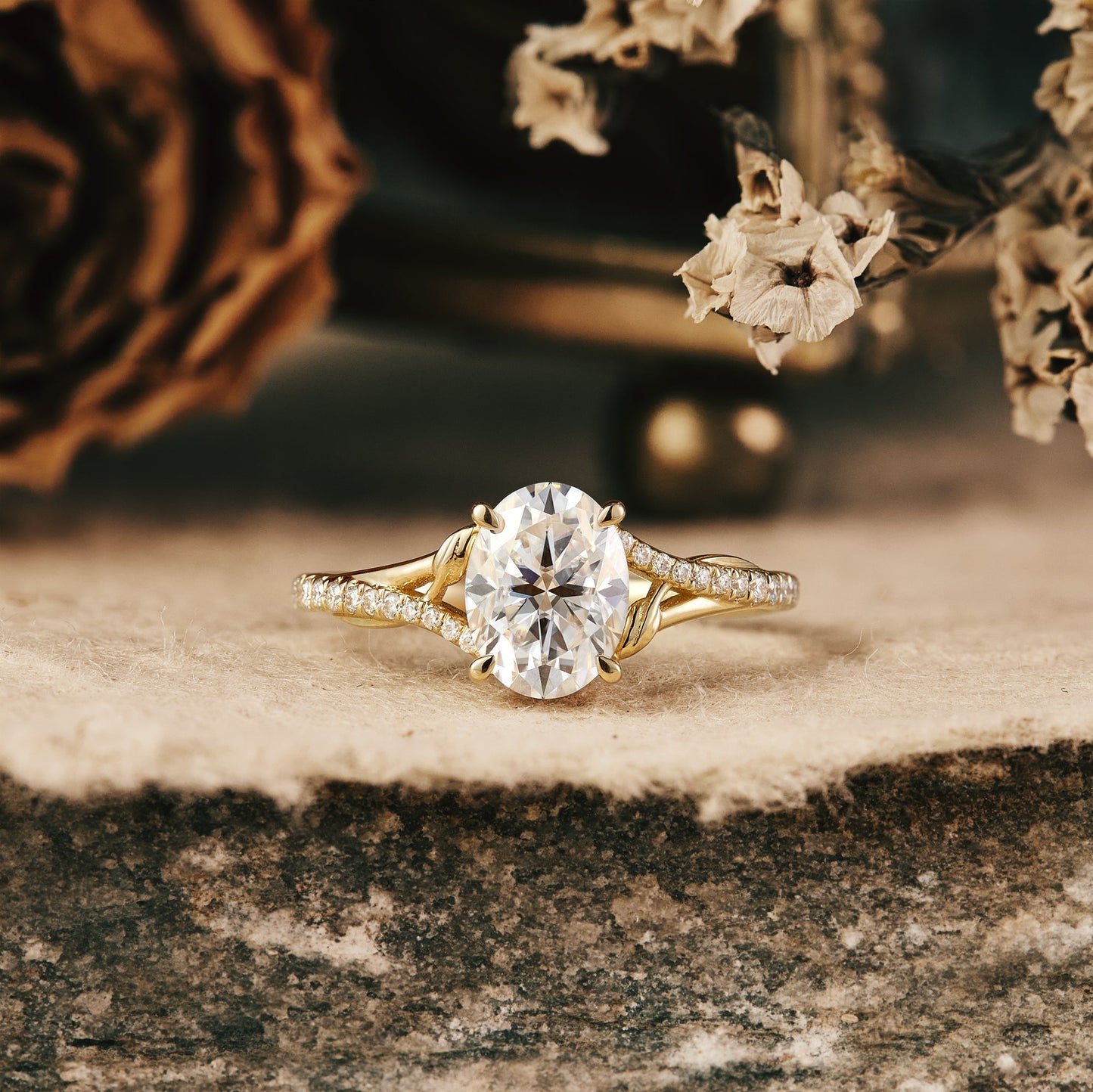 1.5 CT Carat Moissanite Diamond Oval Shape Vintage Engagement Ring