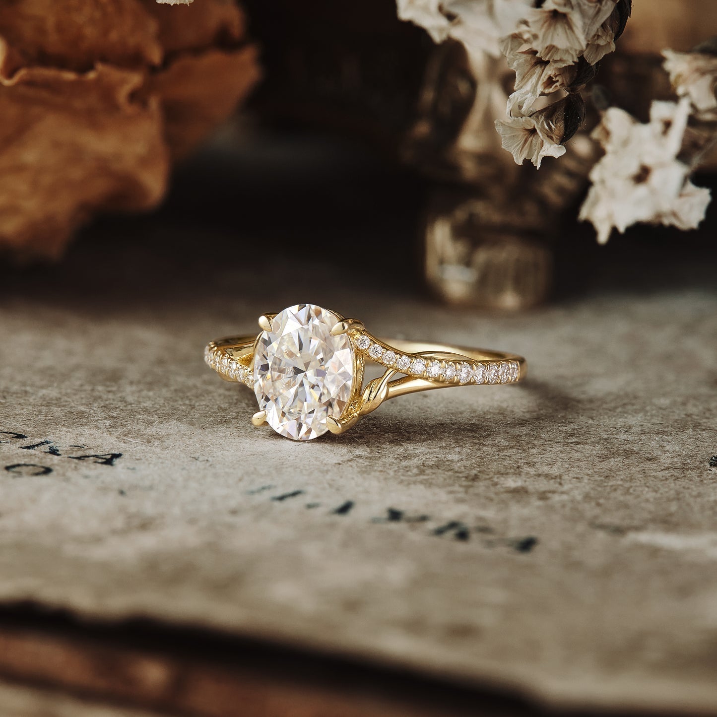 1.5 CT Carat Moissanite Diamond Oval Shape Vintage Engagement Ring