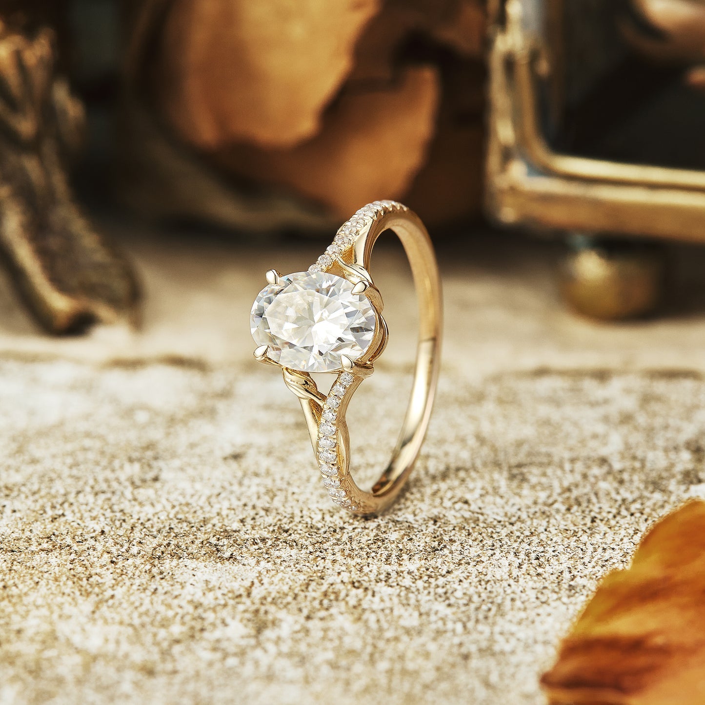 1.5 CT Carat Moissanite Diamond Oval Shape Vintage Engagement Ring
