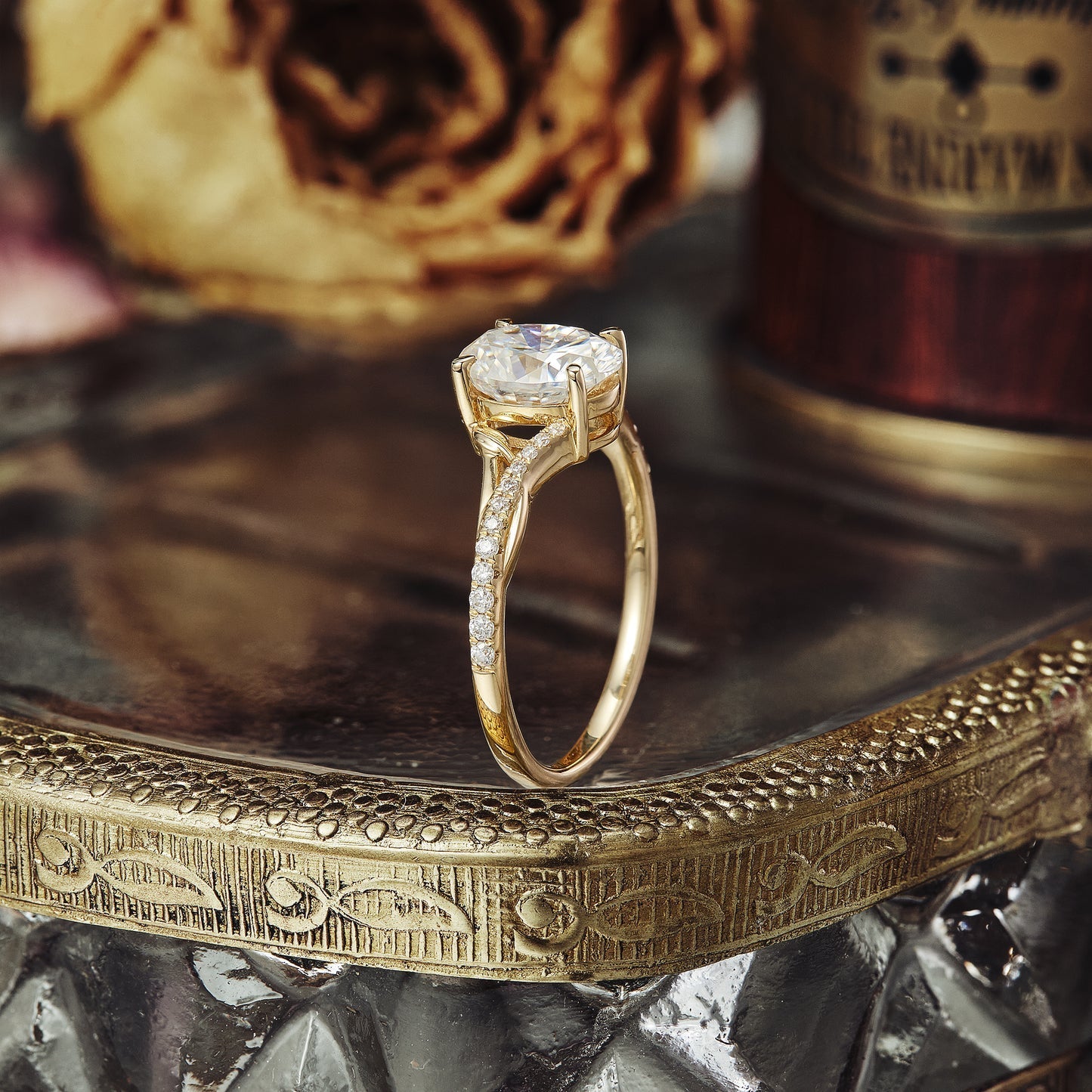 1.5 CT Carat Moissanite Diamond Oval Shape Vintage Engagement Ring