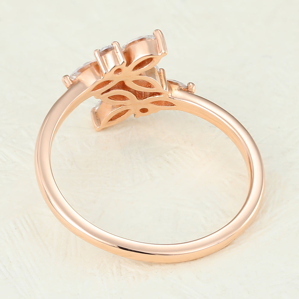 Clara-0.53 TCW Marquise & Round Moissanite Cluster Wedding Band