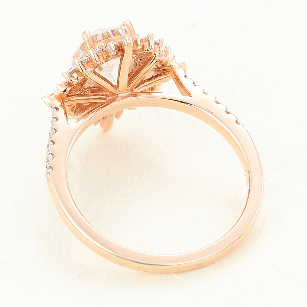 Annabelle-1.33 Carats Oval Moissanite Double Halo Engagement Ring