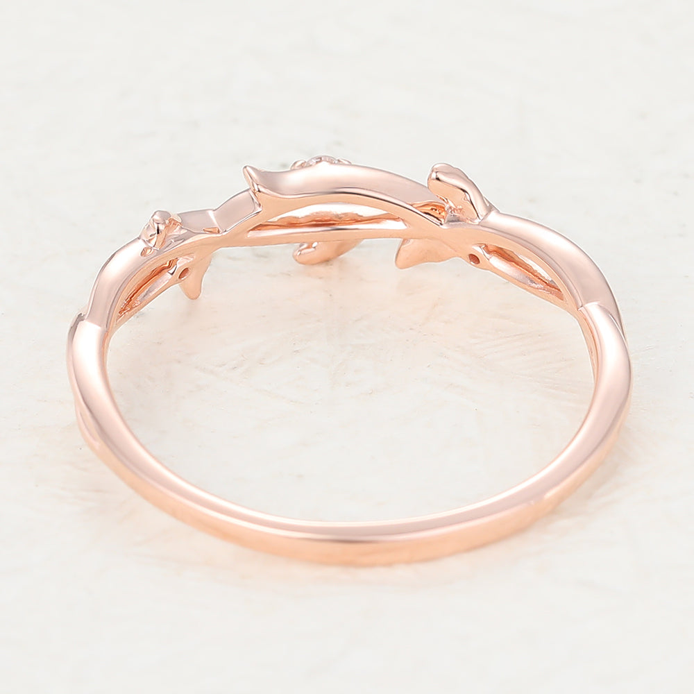 Roman-0.042 TCW Round Moissanite Twig Wedding Band