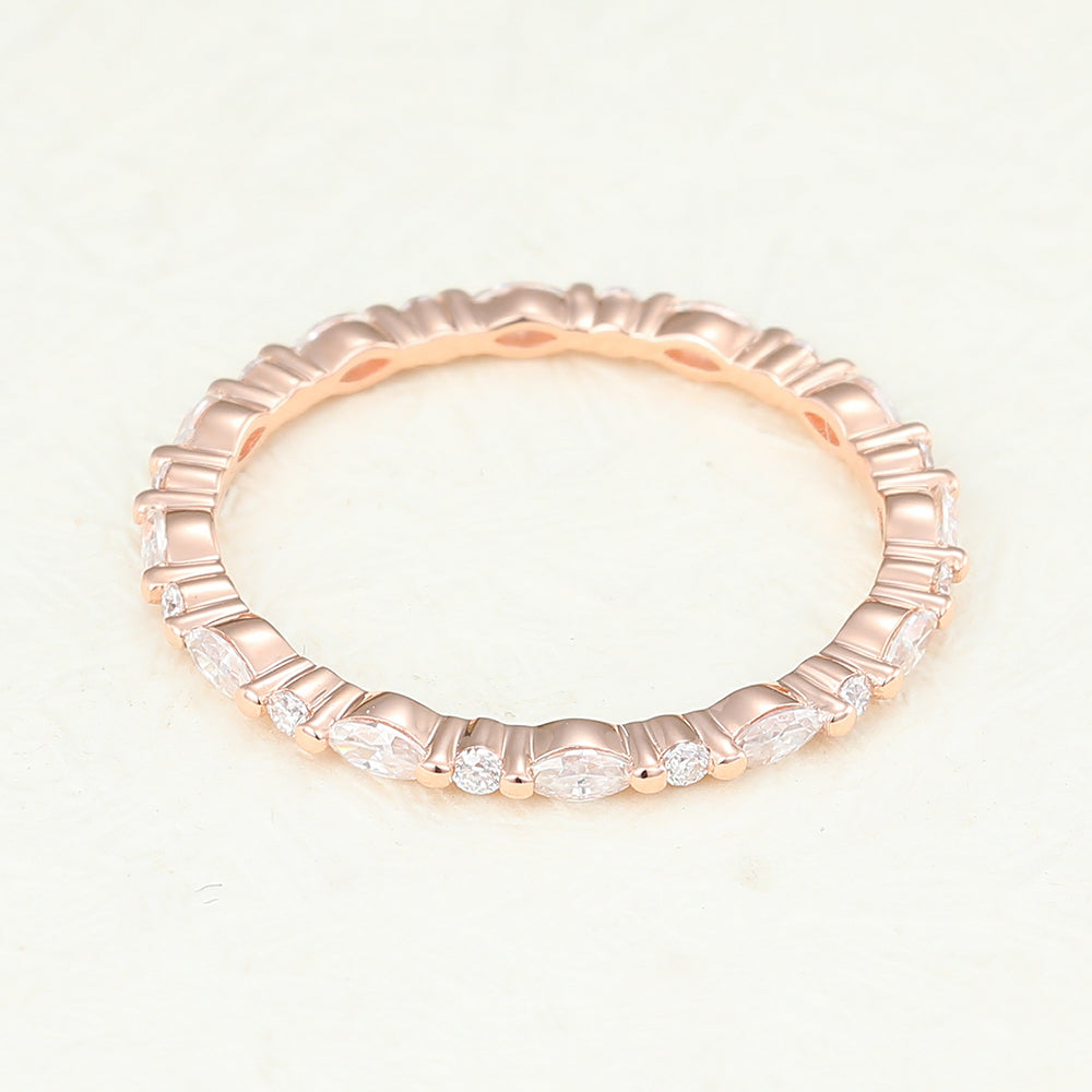 Adam-0.6 TCW Marquise & Round Moissanite Bezel Wedding Band
