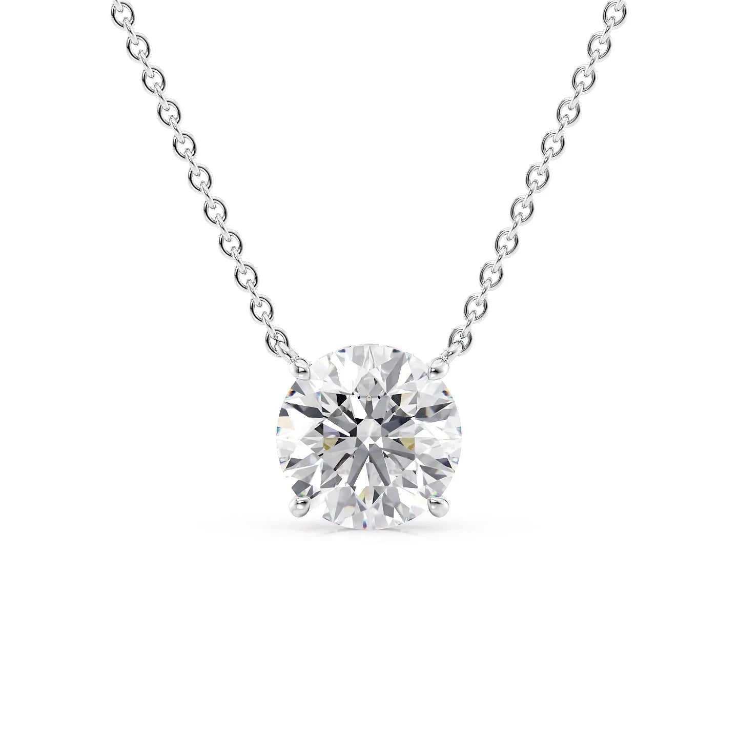 Hannah-2.0 Carats Round Moissanite Solitaire Necklace