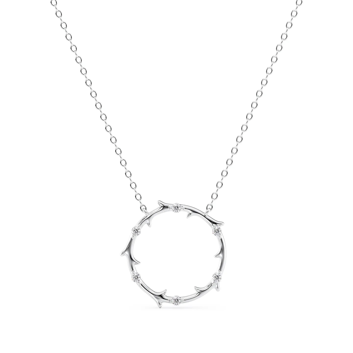 Natalie-0.10 Carats Round Moissanite Twig Necklace