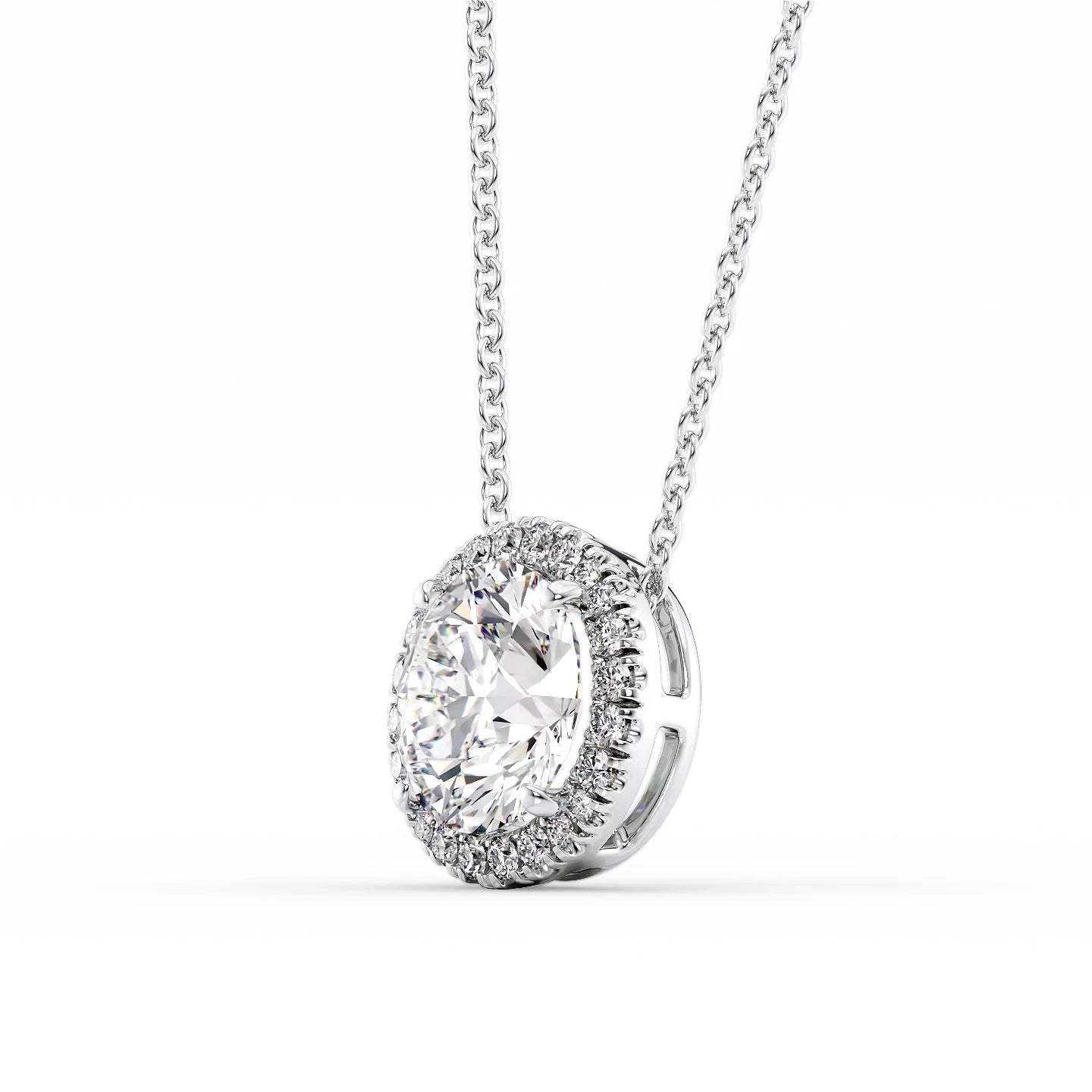 Brooklyn-2.0 Carats Round Moissanite Halo Necklace