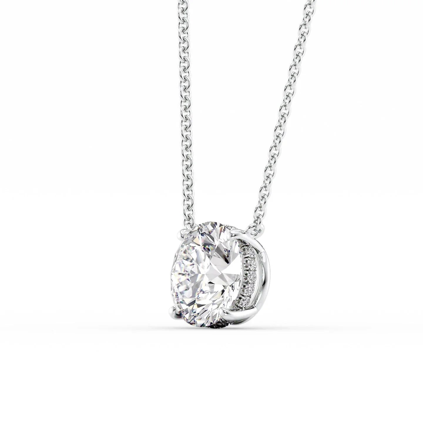 Hannah-2.0 Carats Round Moissanite Solitaire Necklace