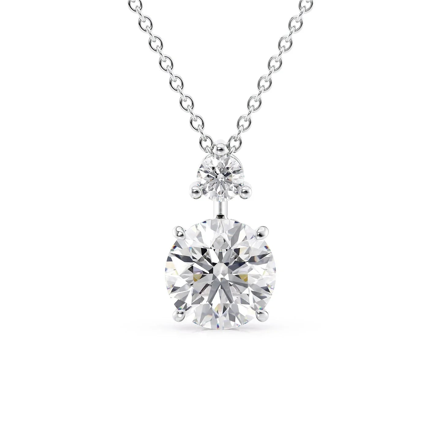 Leah-2.0 Carats Round Moissanite Solitaire Necklace