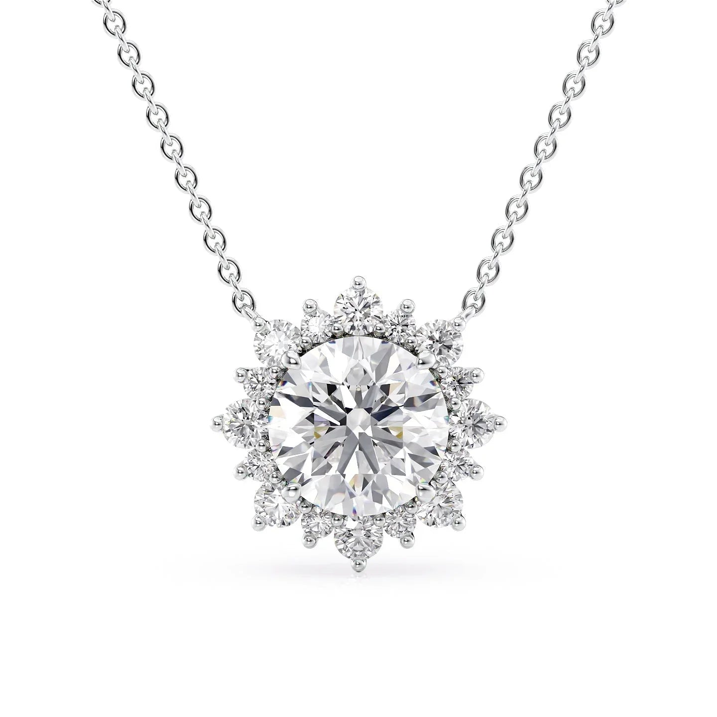 Zoey-2.0 Carats Round Moissanite Halo Necklace