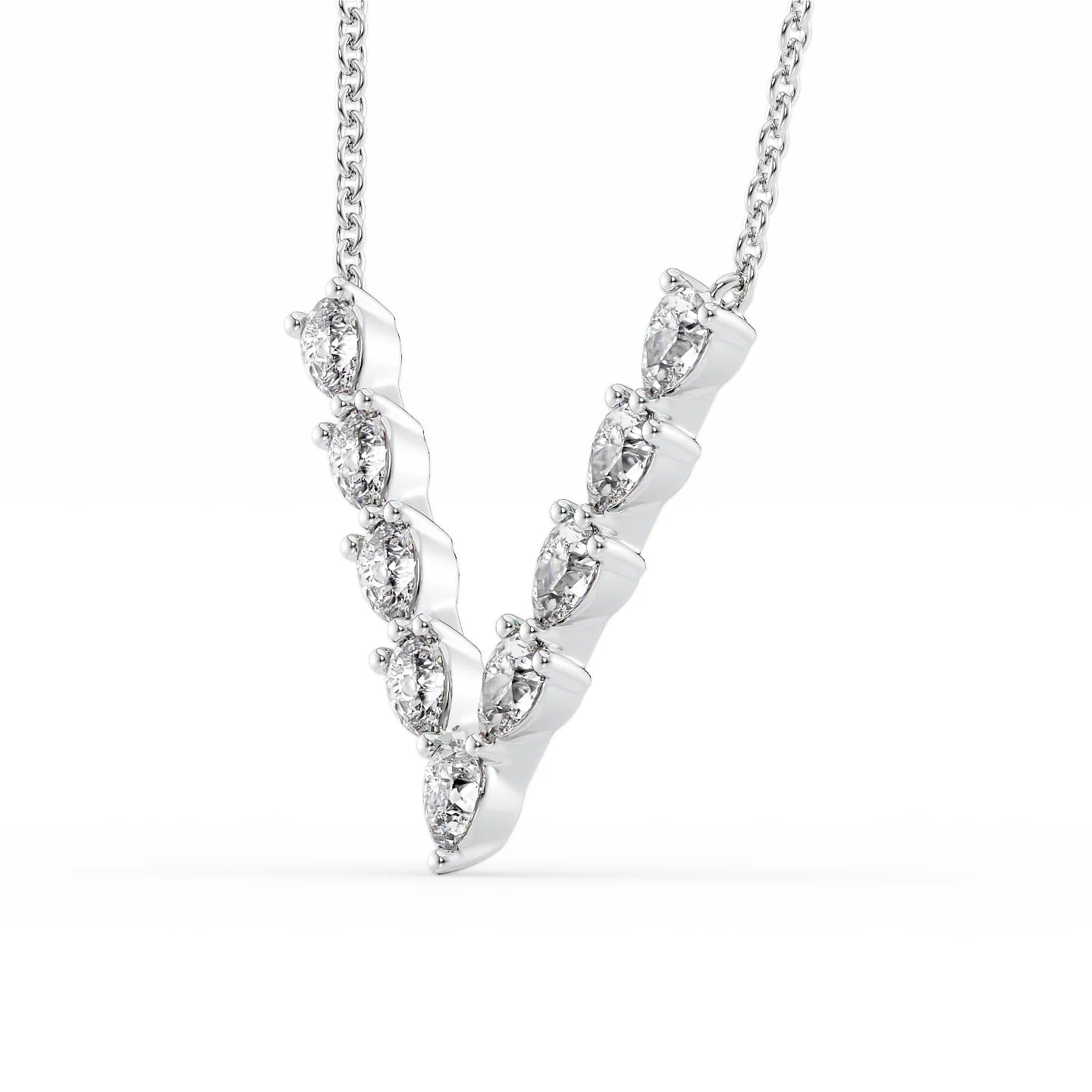 Aria-0.65 Carats Round Moissanite V shape Necklace