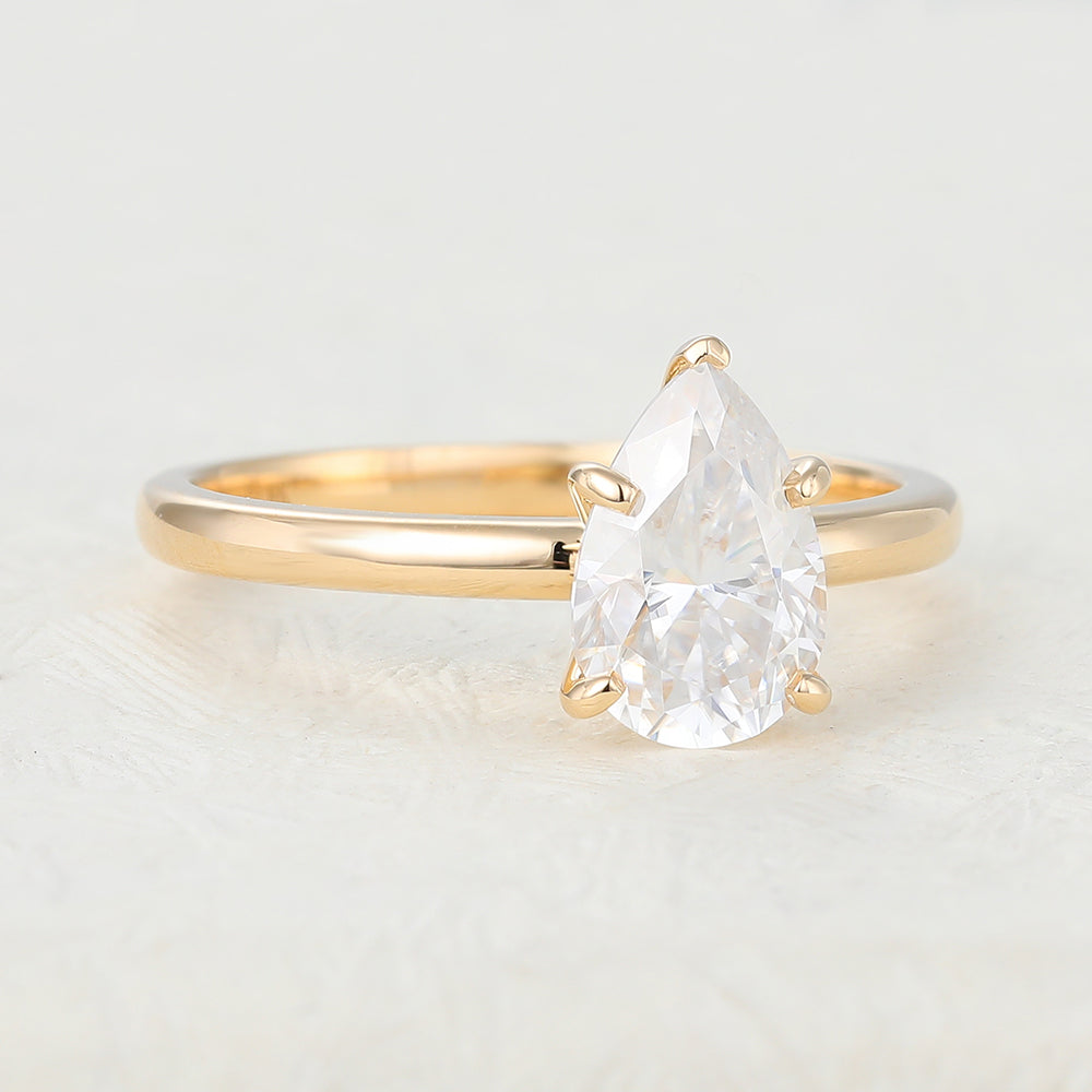 Sierra-1.5 Carats Pear Moissanite Solitaire Engagement Ring