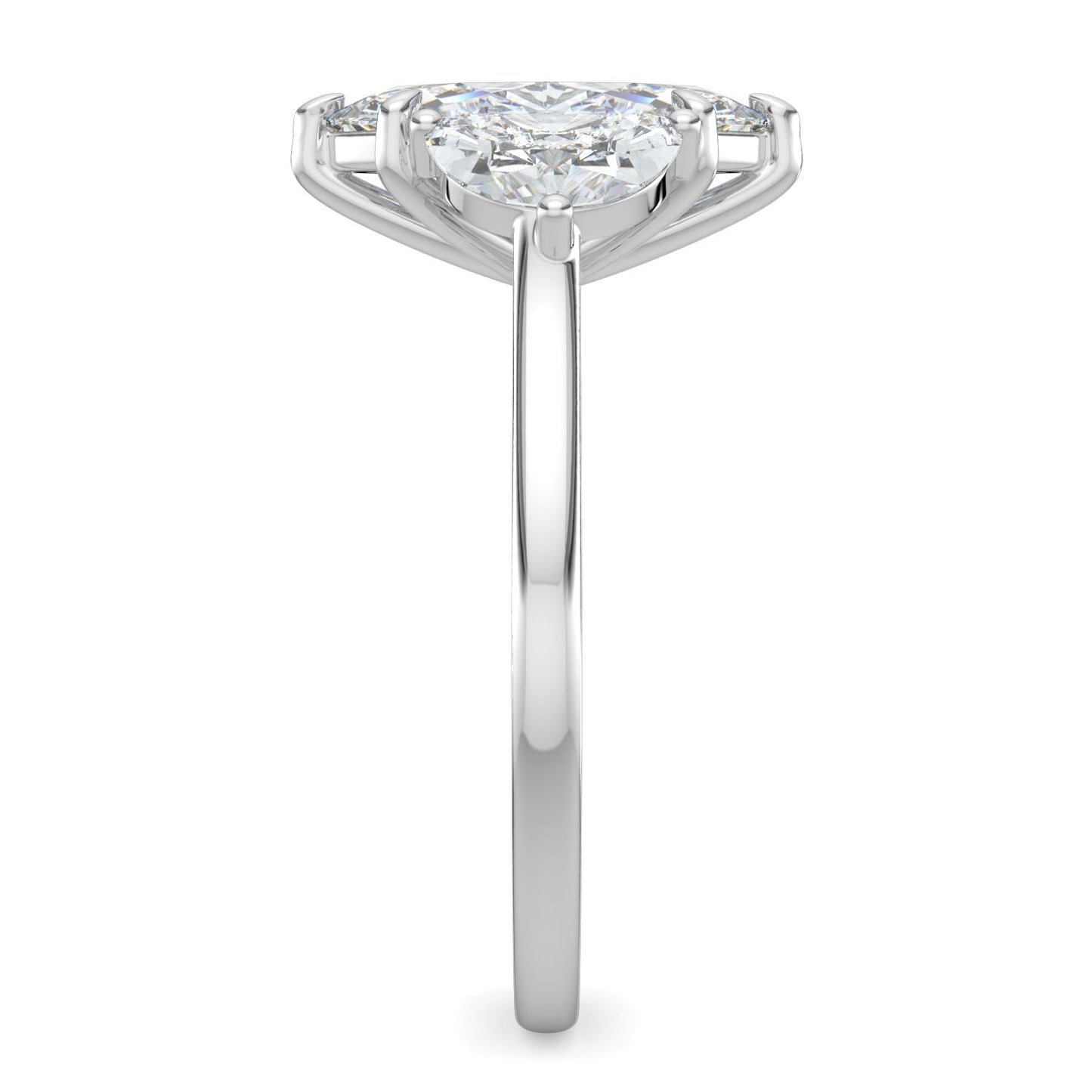 Leah-1.0 Carats Marquise Moissanite Three Stone Engagement Ring