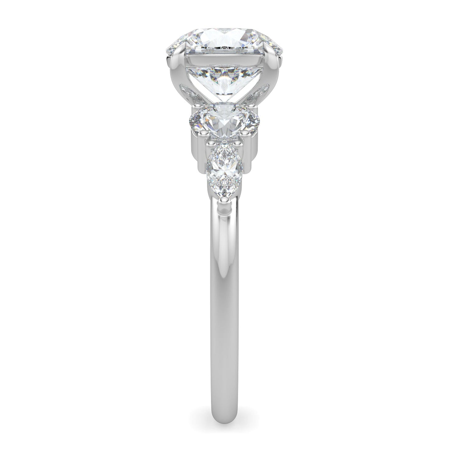 Skylar-1.30 Carats Round Moissanite Cluster Engagement Ring
