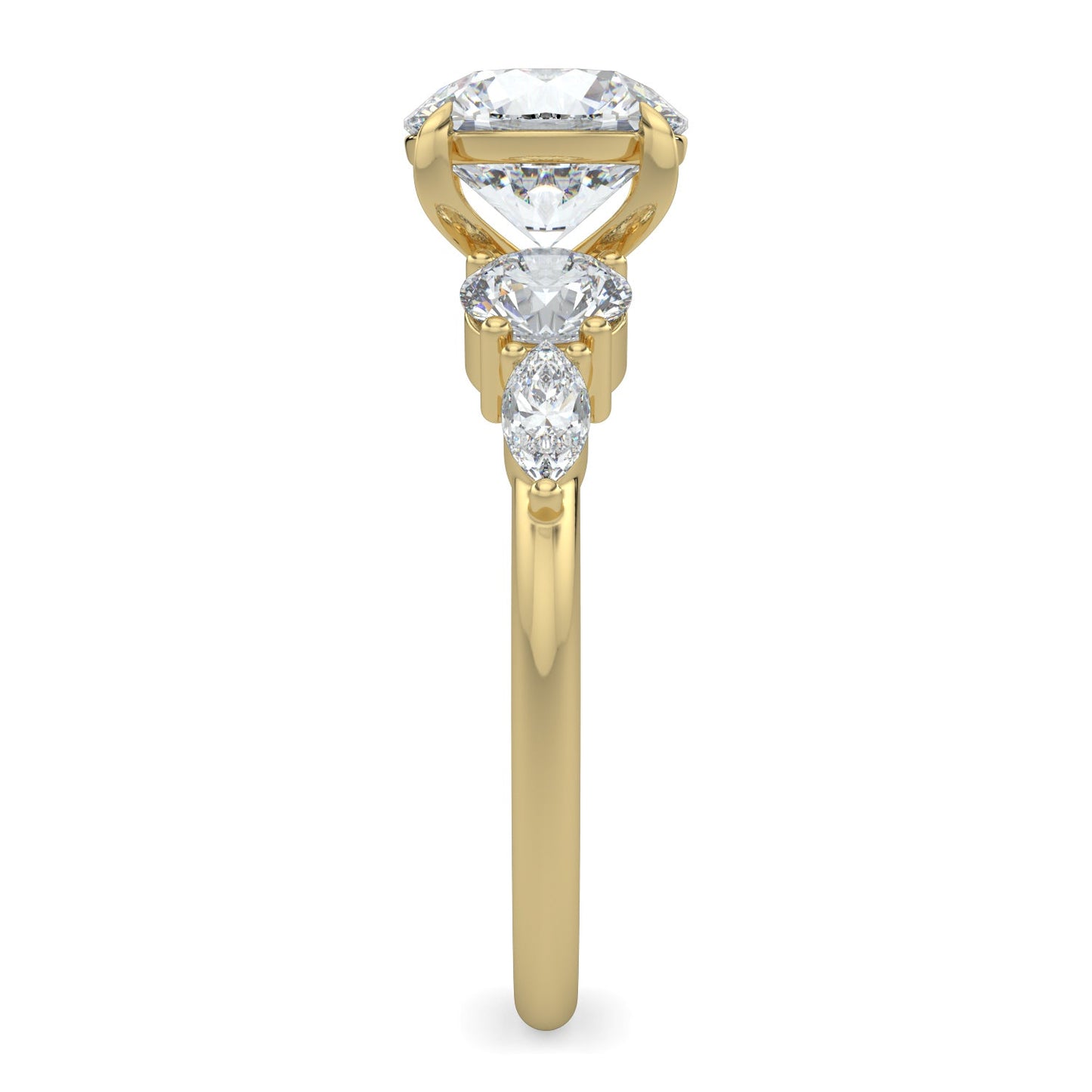 Skylar-1.30 Carats Round Moissanite Cluster Engagement Ring