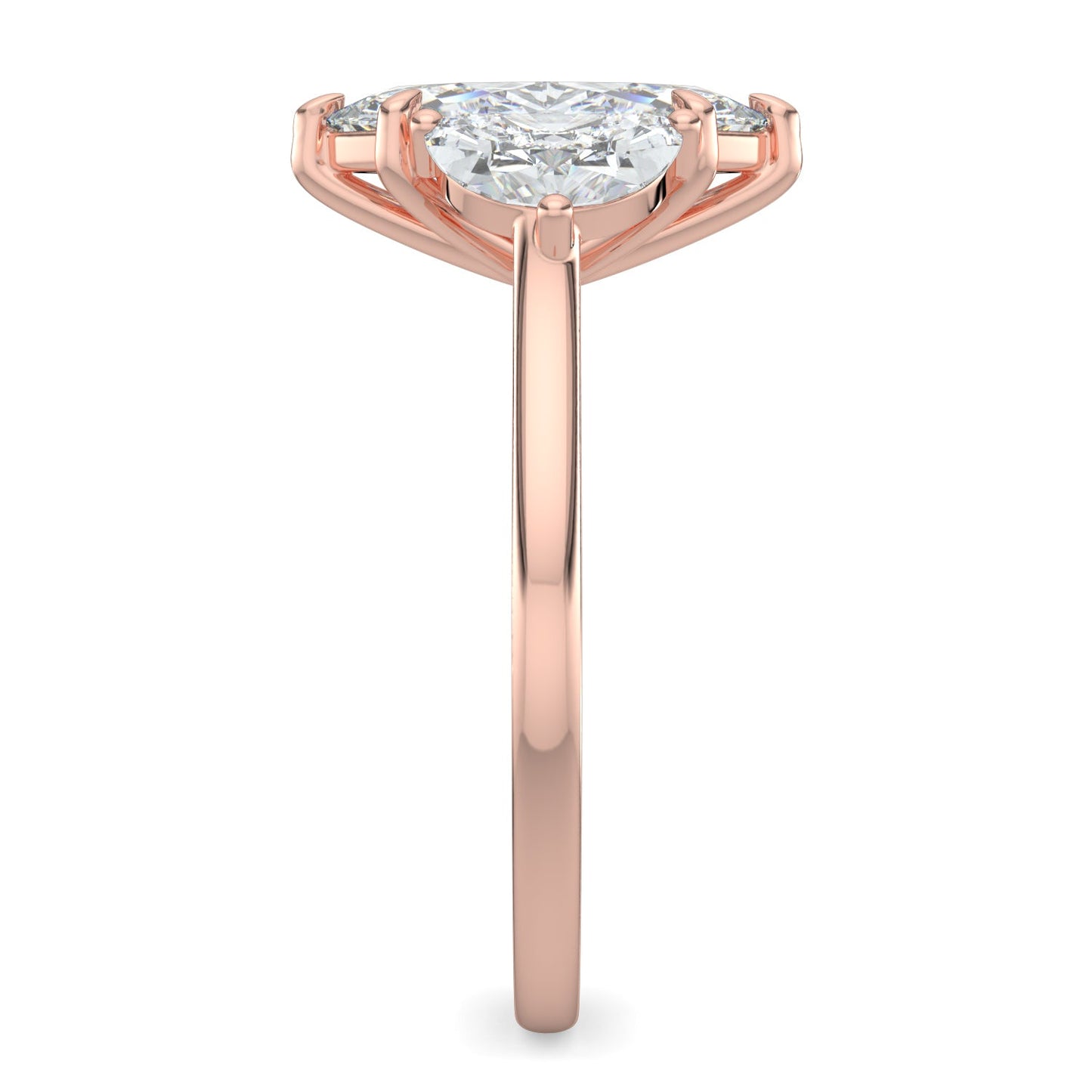 Leah-1.0 Carats Marquise Moissanite Three Stone Engagement Ring