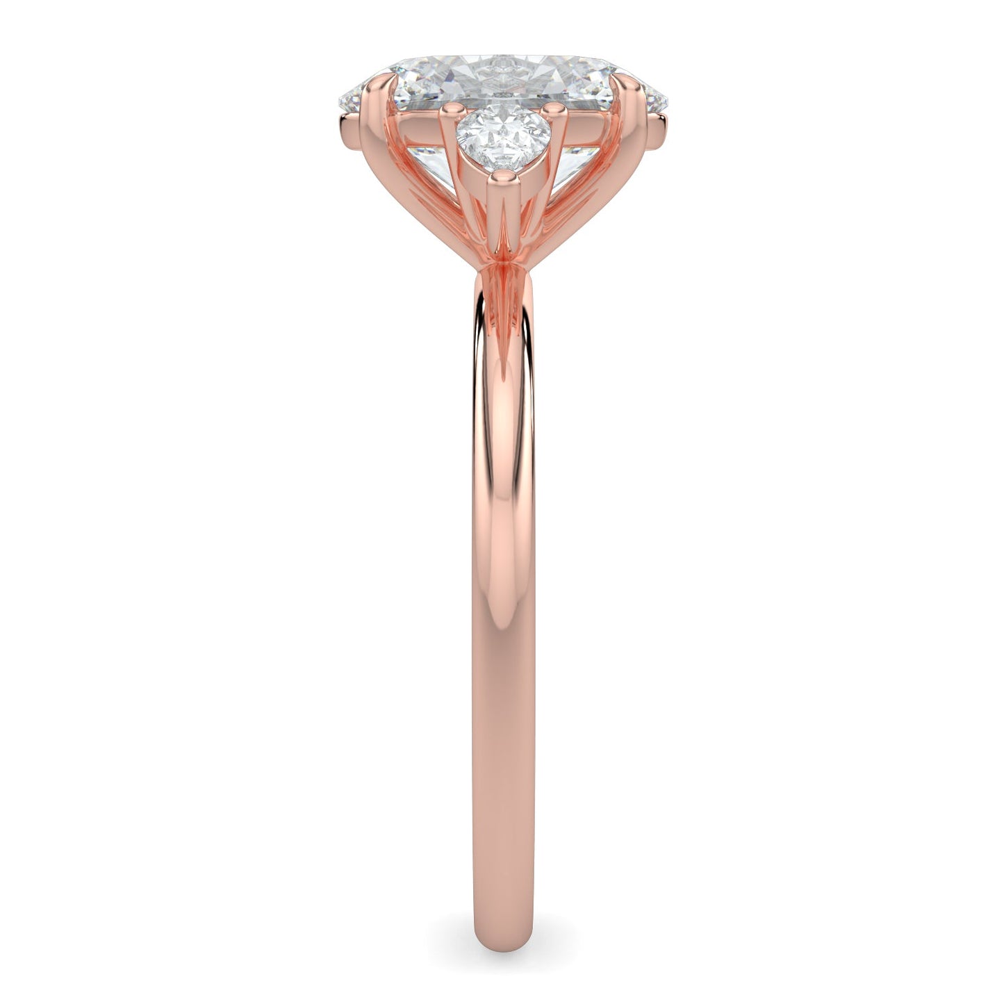 Grace-1.0 Carats Oval Moissanite Three Stone Engagement Ring