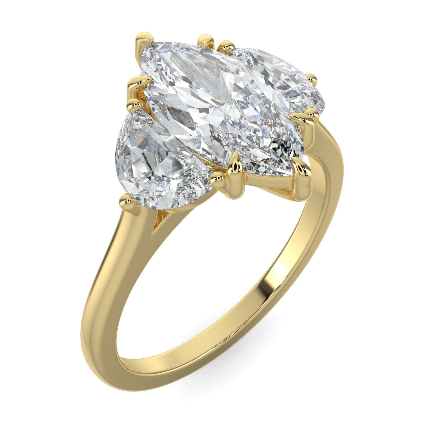 Leah-1.0 Carats Marquise Moissanite Three Stone Engagement Ring