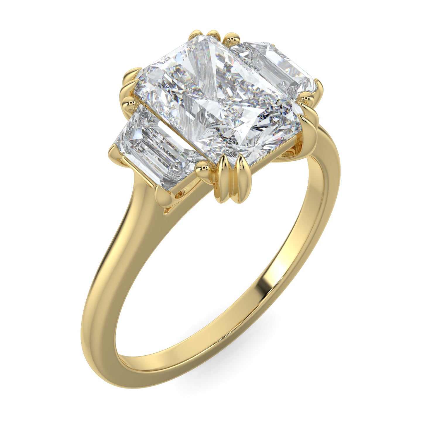 Caroline-1.50 Carats Radiant Moissanite Three Stone Engagement Ring