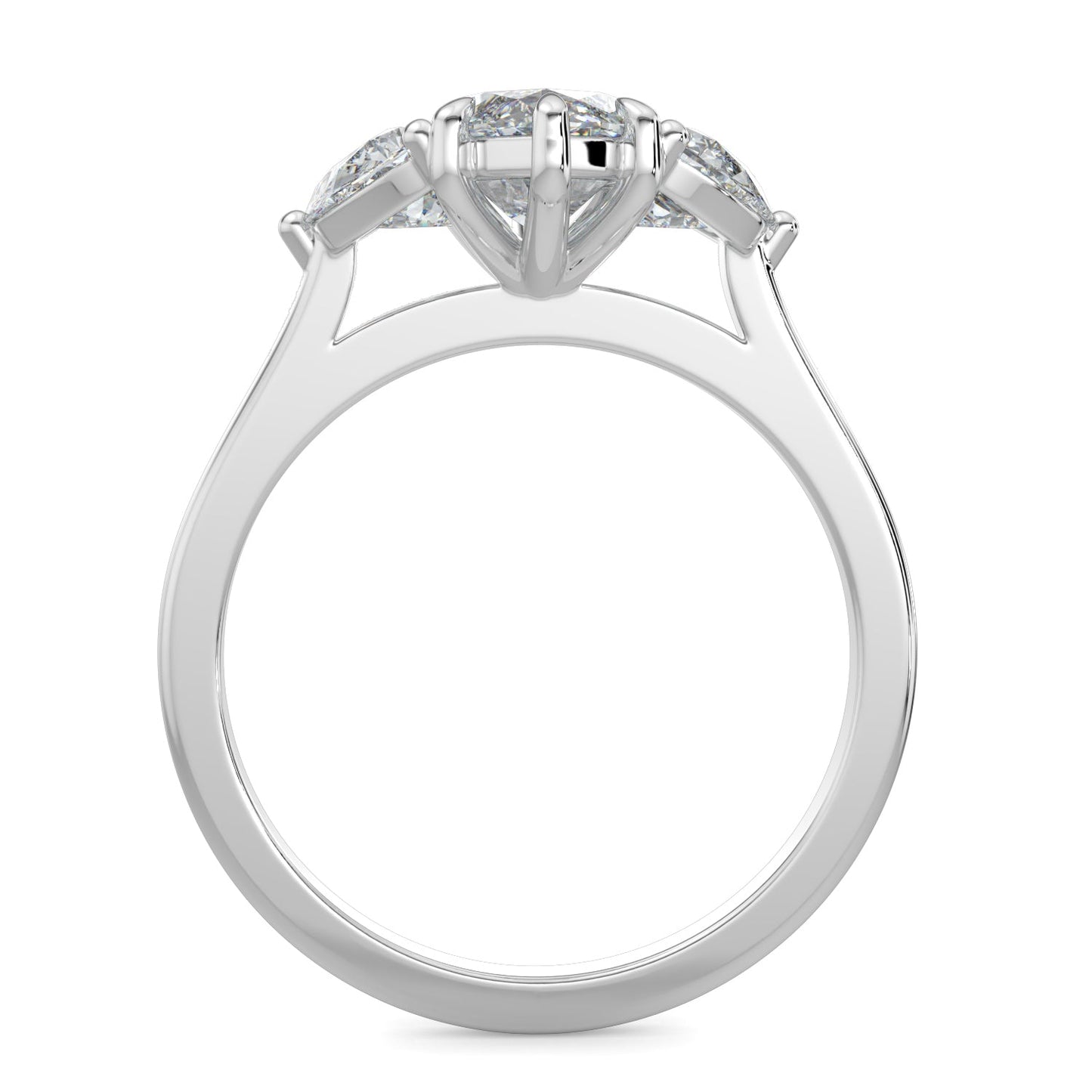 Leah-1.0 Carats Marquise Moissanite Three Stone Engagement Ring