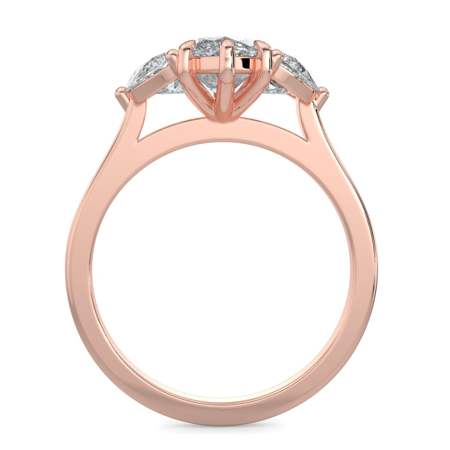 Leah-1.0 Carats Marquise Moissanite Three Stone Engagement Ring