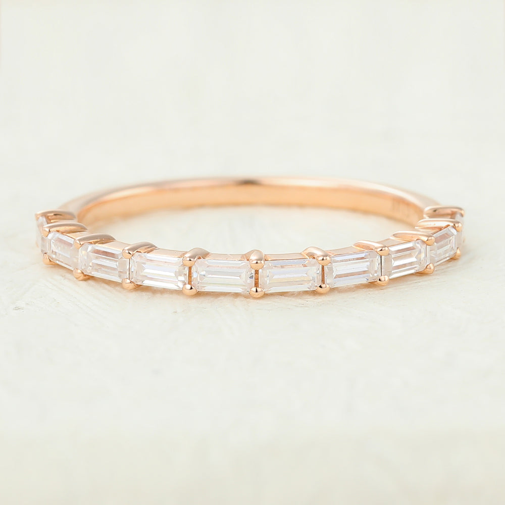 Tyler-0.6 TCW Baguette Moissanite Half Eternity Wedding Band