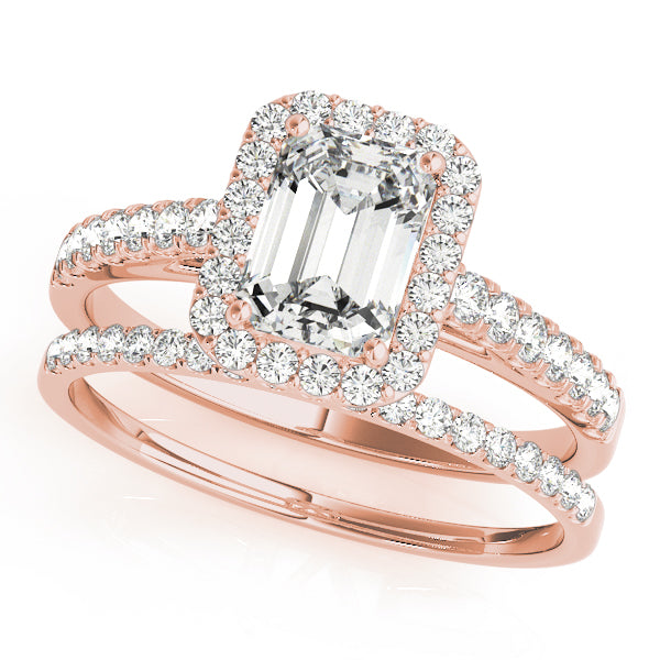 Mary-2.0 Carats Emerald Moissanite Halo & Pave Engagement Ring