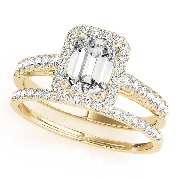 Mary-2.0 Carats Emerald Moissanite Halo & Pave Engagement Ring