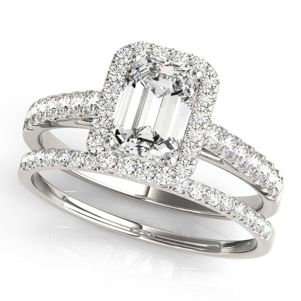 Mary-2.0 Carats Emerald Moissanite Halo & Pave Engagement Ring