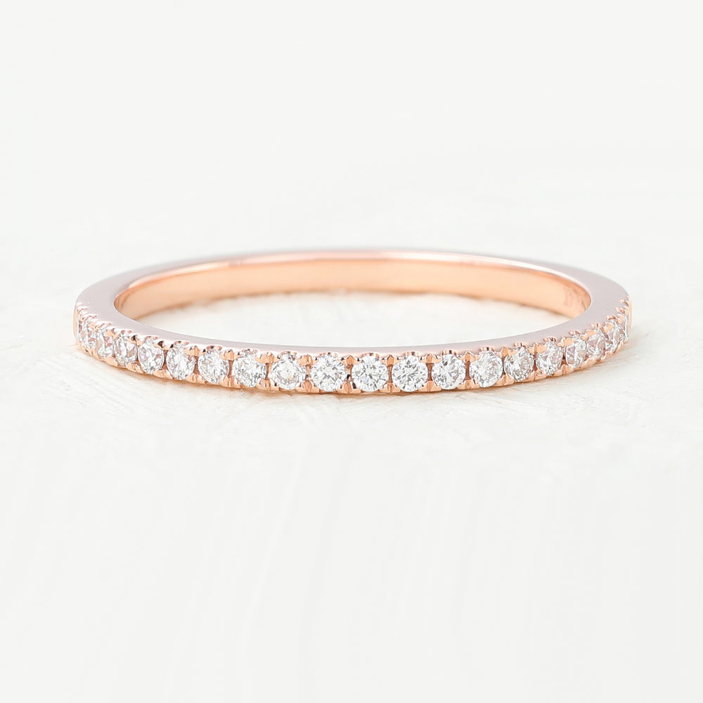 Lucy-0.14 TCW Round Moissanite Half Eternity Wedding Band