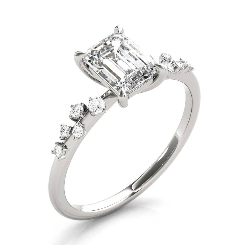 Ariel-1.50 Carats Emerald Moissanite Pave Engagement Ring