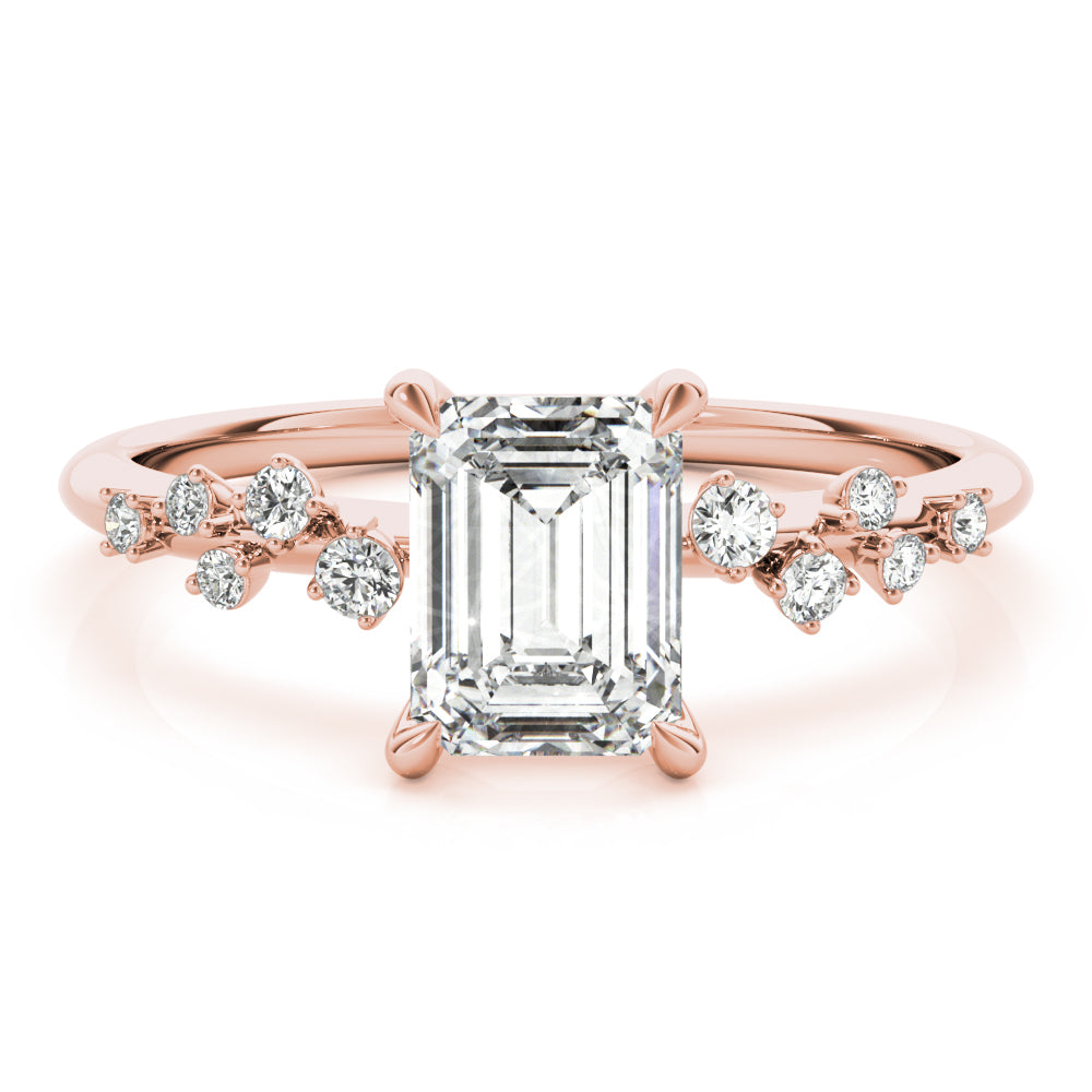 Ariel-1.50 Carats Emerald Moissanite Pave Engagement Ring