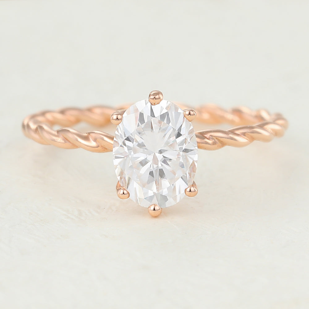Evangeline-1.33 Carats Oval Moissanite Solitaire Engagement Ring