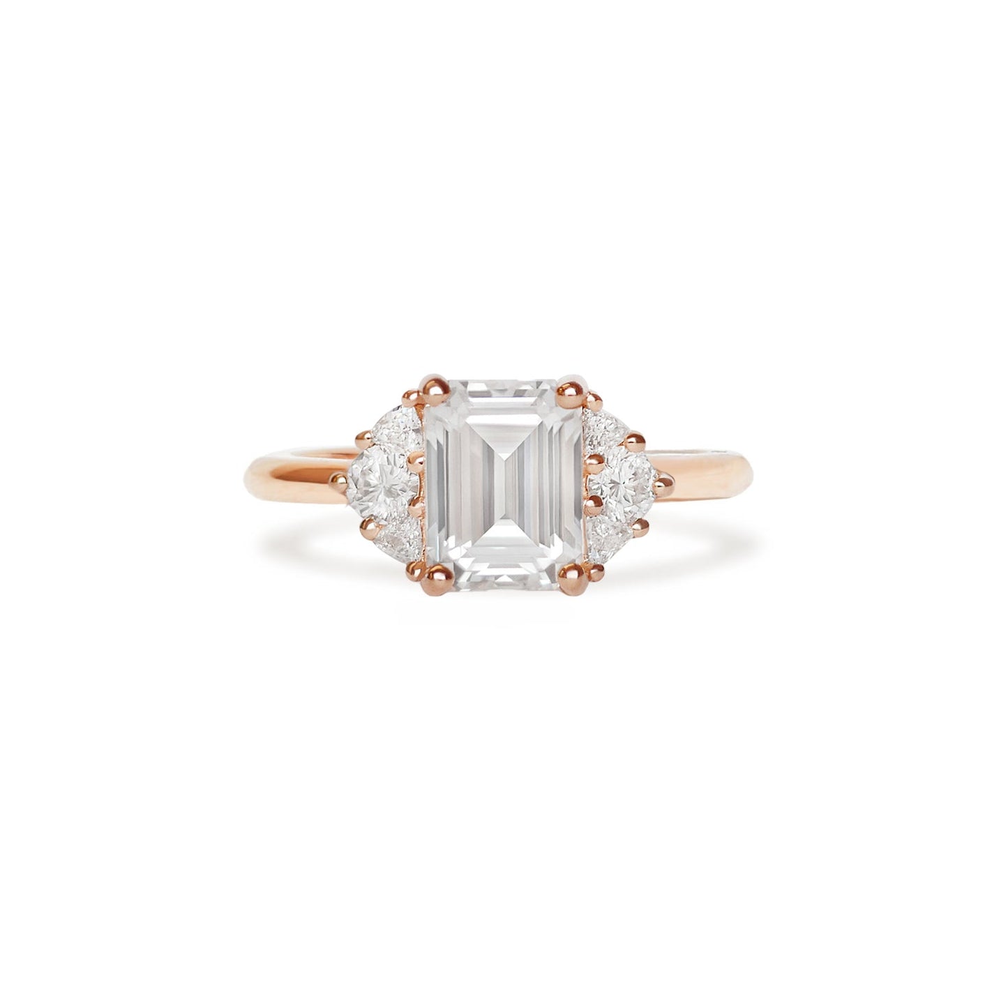 1.0 CT Emerald Shape CVD Diamond Cluster Setting Engagement Ring