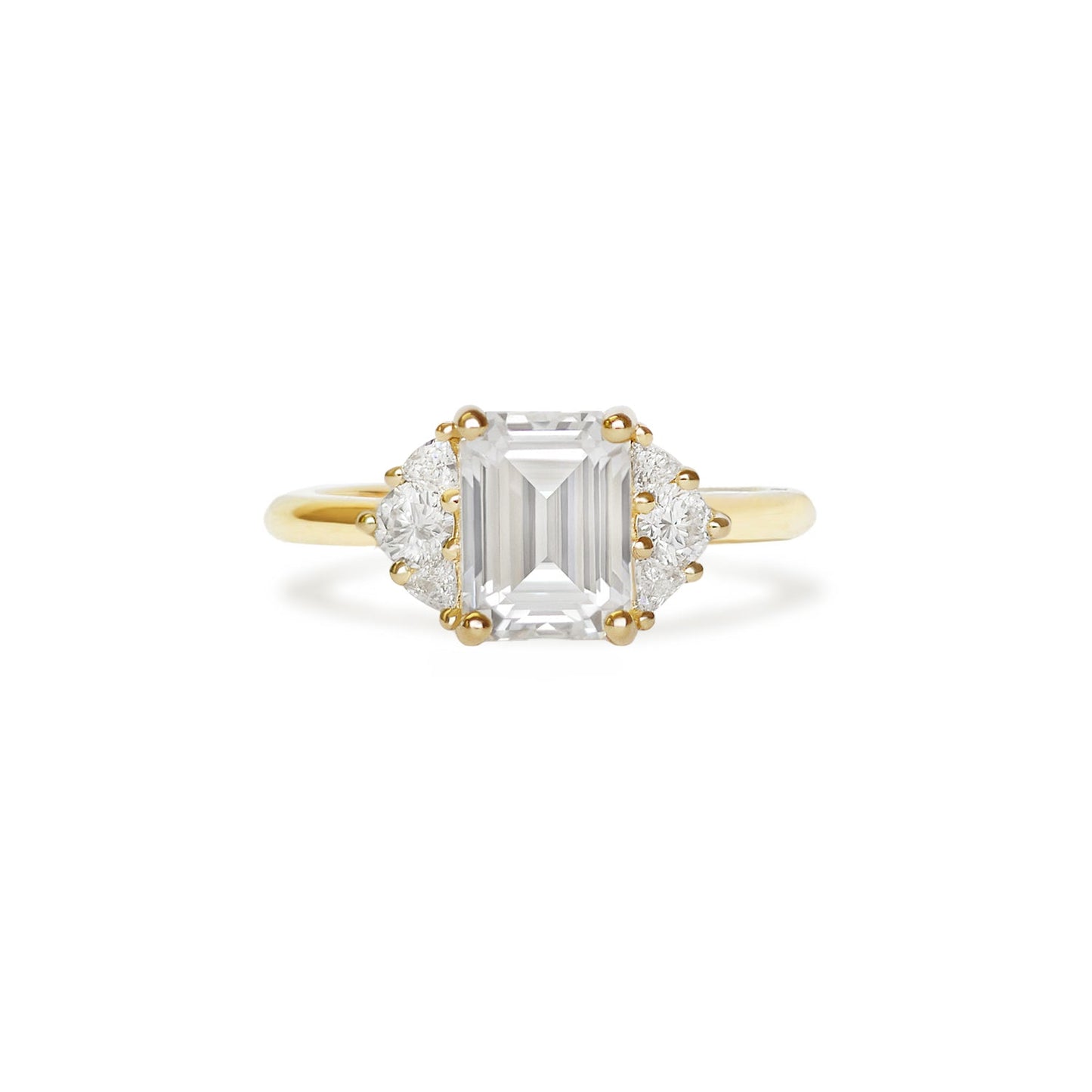 1.0 CT Emerald Shape CVD Diamond Cluster Setting Engagement Ring