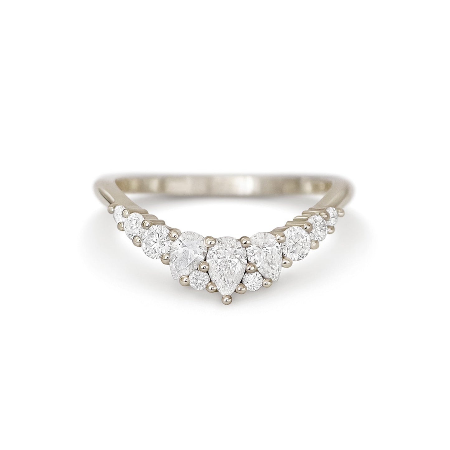 0.54 TCW Pear & Round Lab Grown contour band setting Wedding Band
