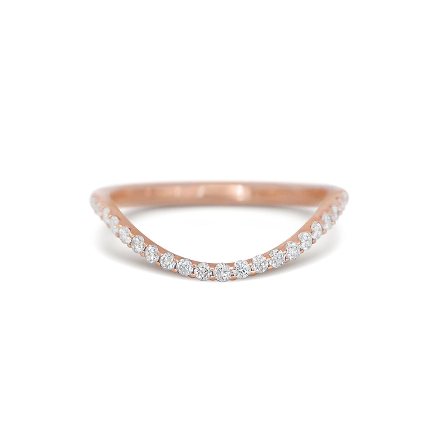0.19 TCW Round Lab Grown Curved band setting Wedding Band