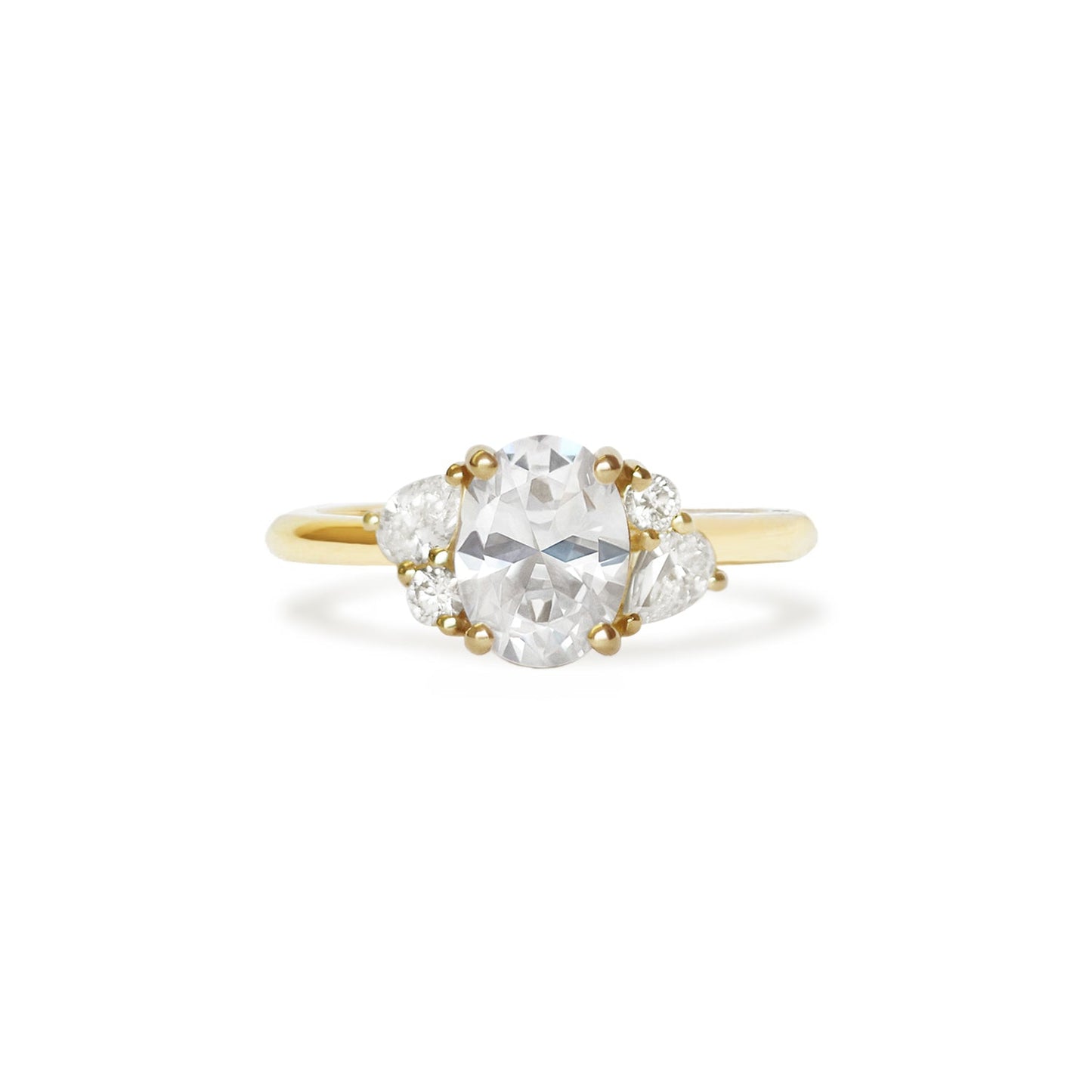 1.0 CT Oval Shape CVD Diamond Cluster Setting Engagement Ring