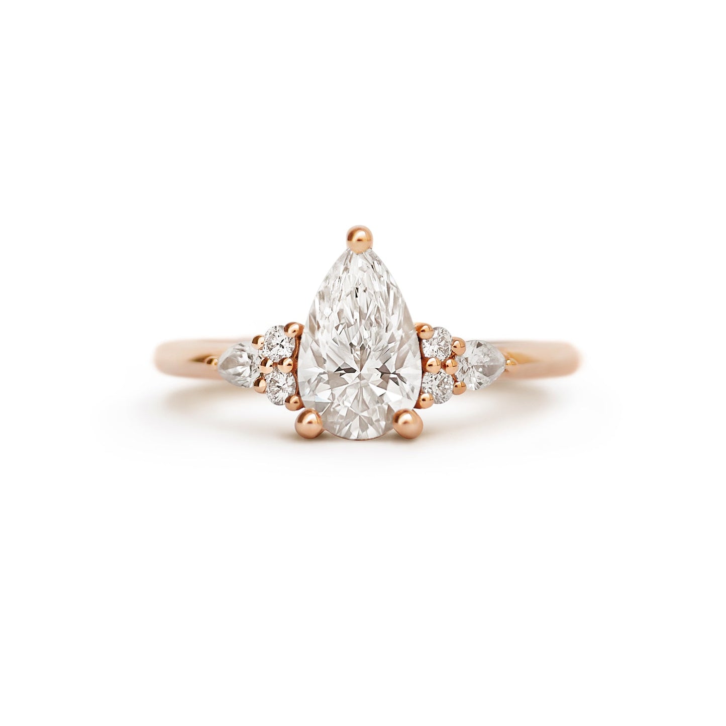 1.0 CT Pear Shape CVD Diamond Cluster Setting Engagement Ring