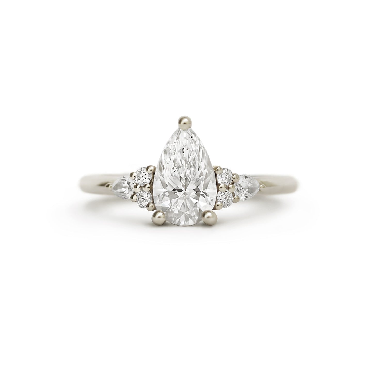 1.0 CT Pear Shape CVD Diamond Cluster Setting Engagement Ring