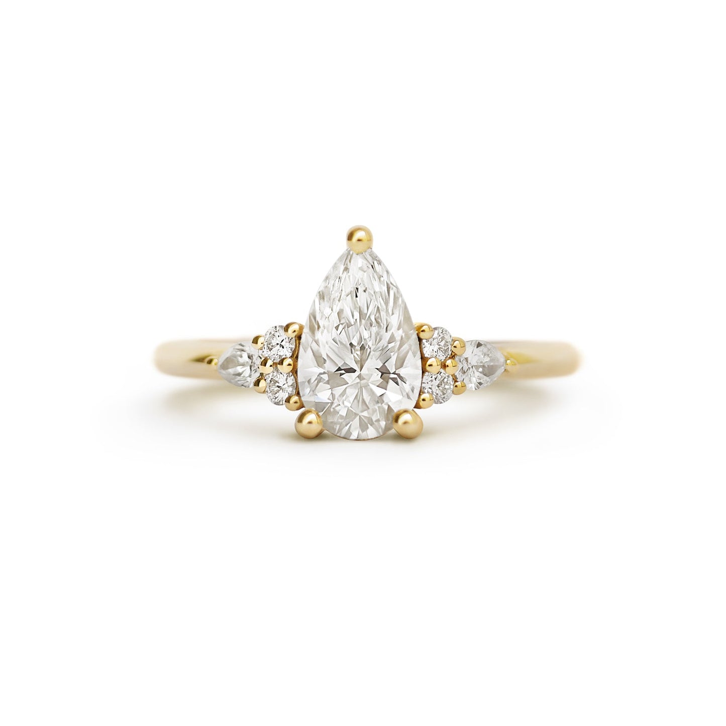 1.0 CT Pear Shape CVD Diamond Cluster Setting Engagement Ring