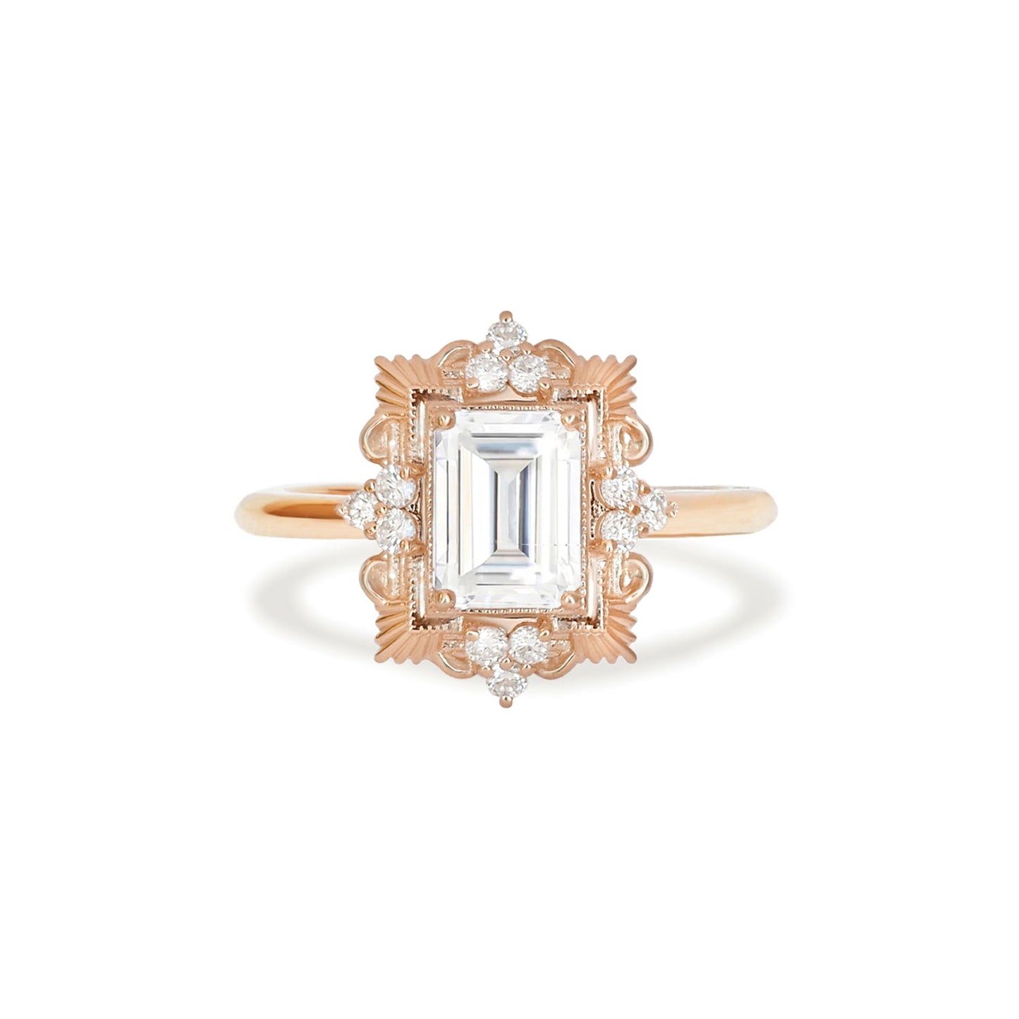 1.50 CT Emerald Shape CVD Diamond Art Deco Setting Engagement Ring