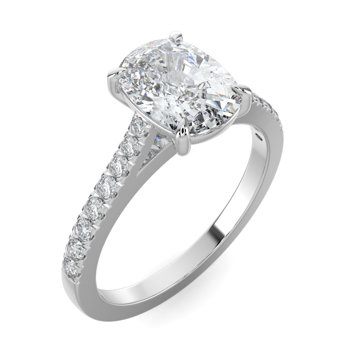 Lilian-1.50 Carats Cushion Moissanite Pave Setting Engagement Ring