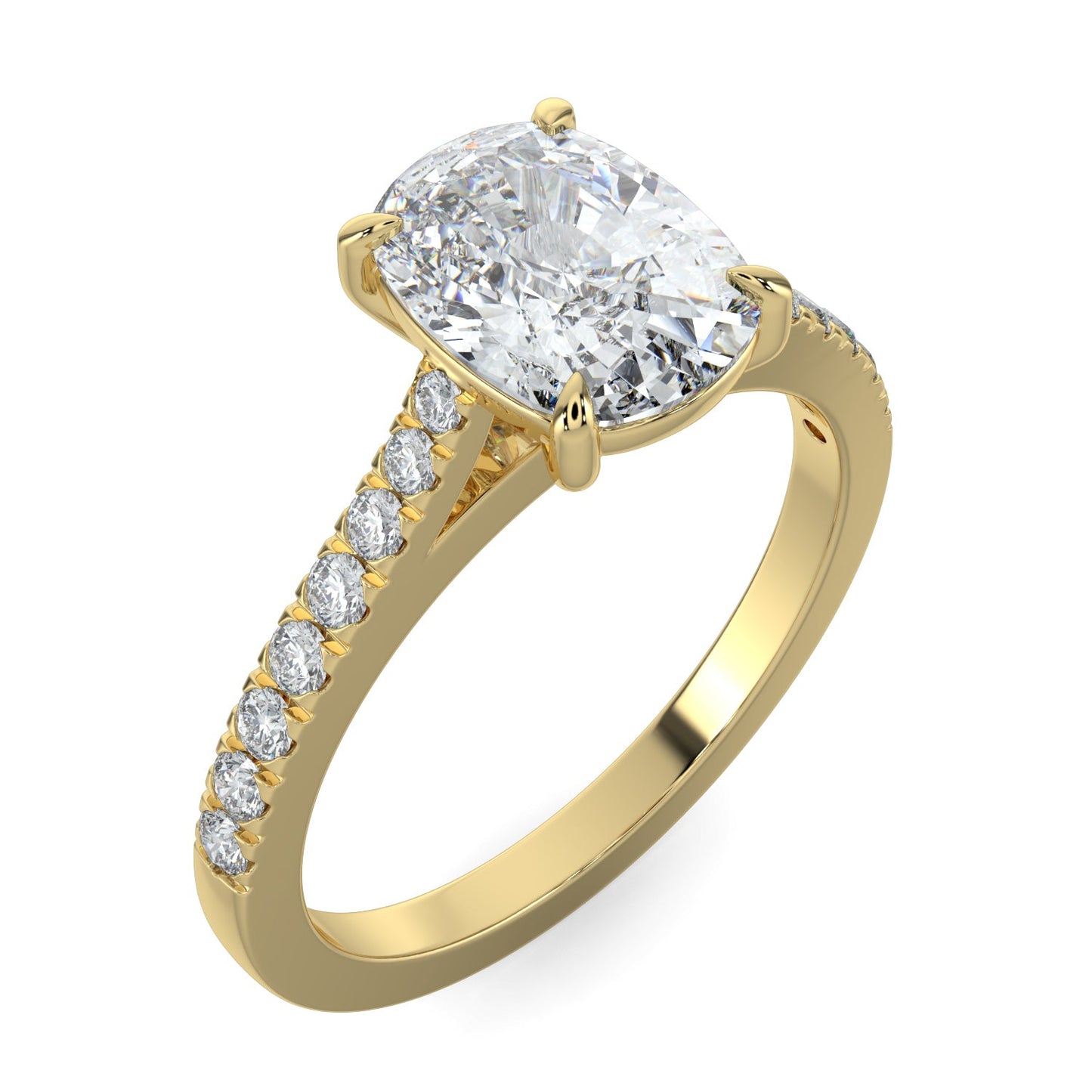Lilian-1.50 Carats Cushion Moissanite Pave Setting Engagement Ring