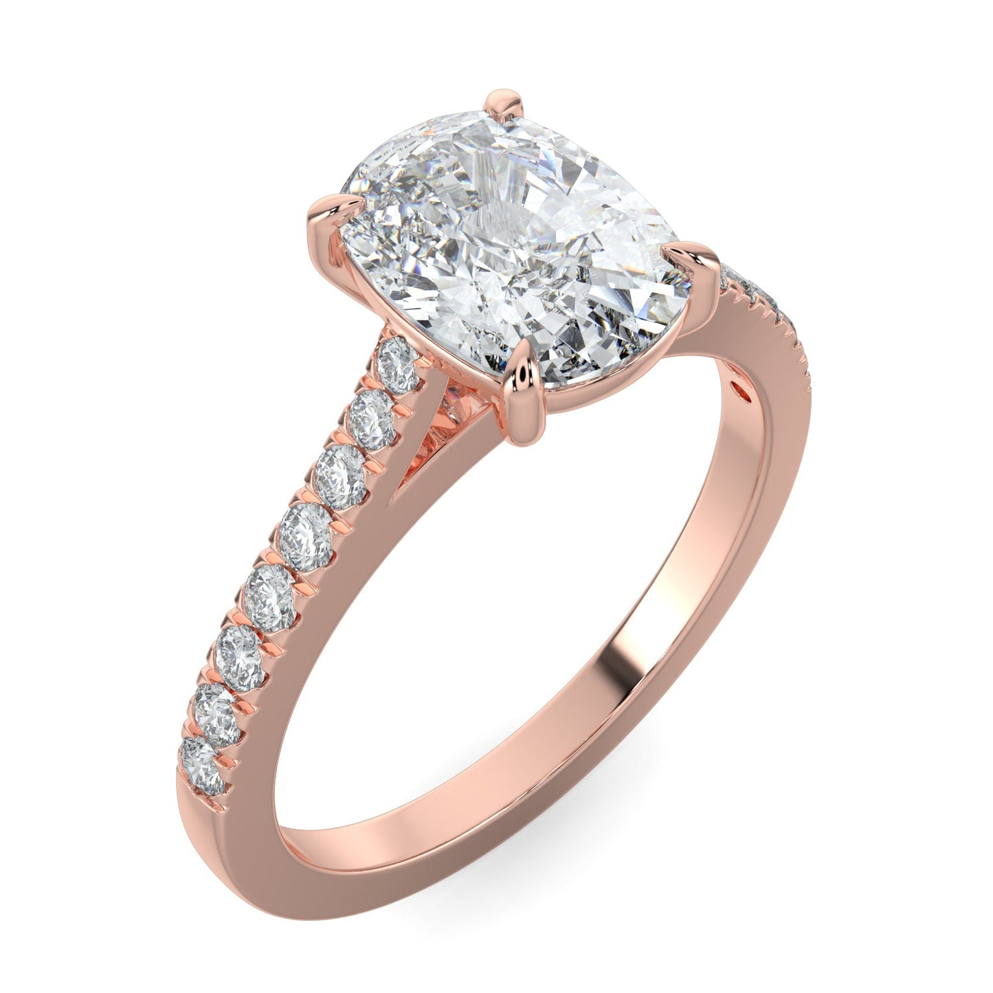 Lilian-1.50 Carats Cushion Moissanite Pave Setting Engagement Ring