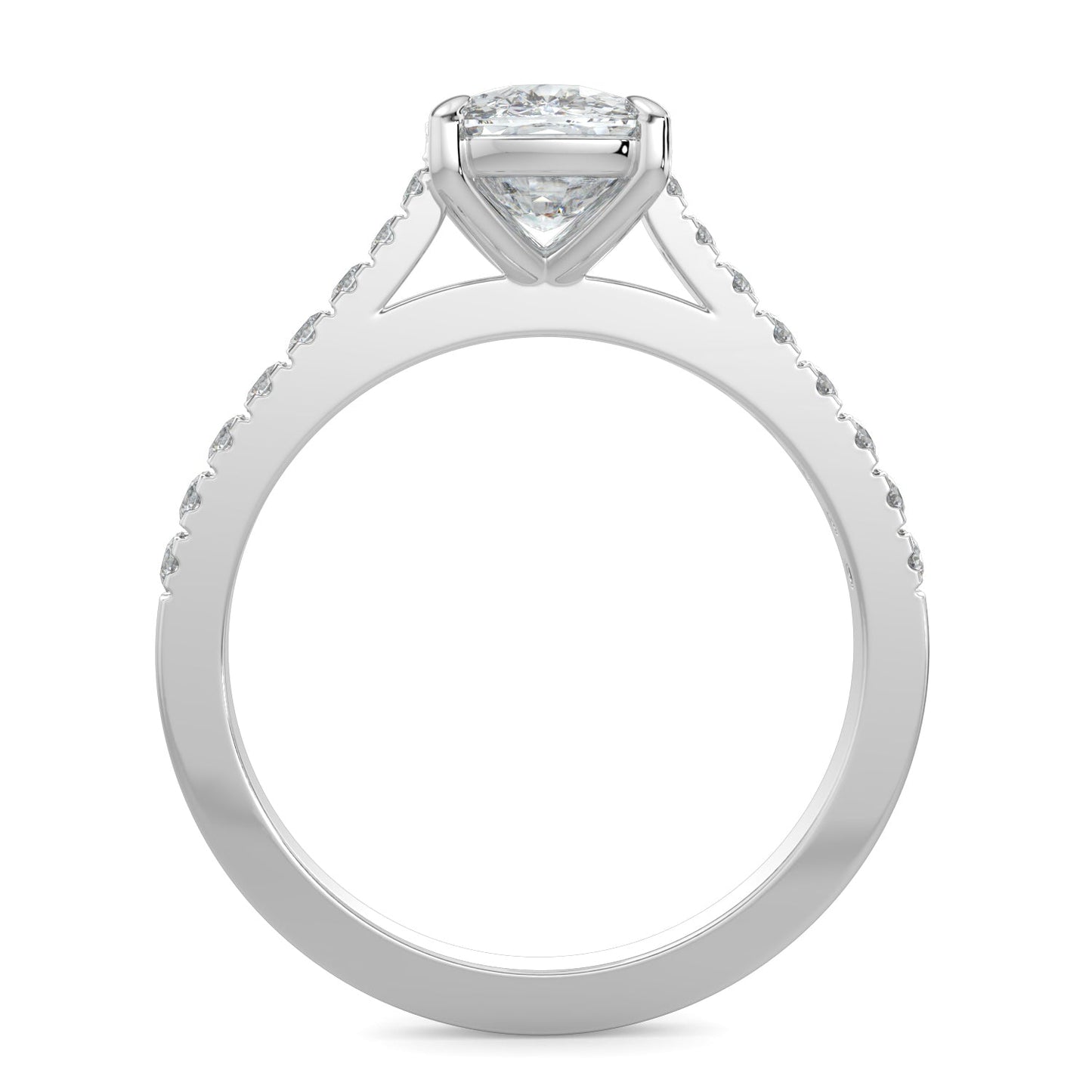Lilian-1.50 Carats Cushion Moissanite Pave Setting Engagement Ring