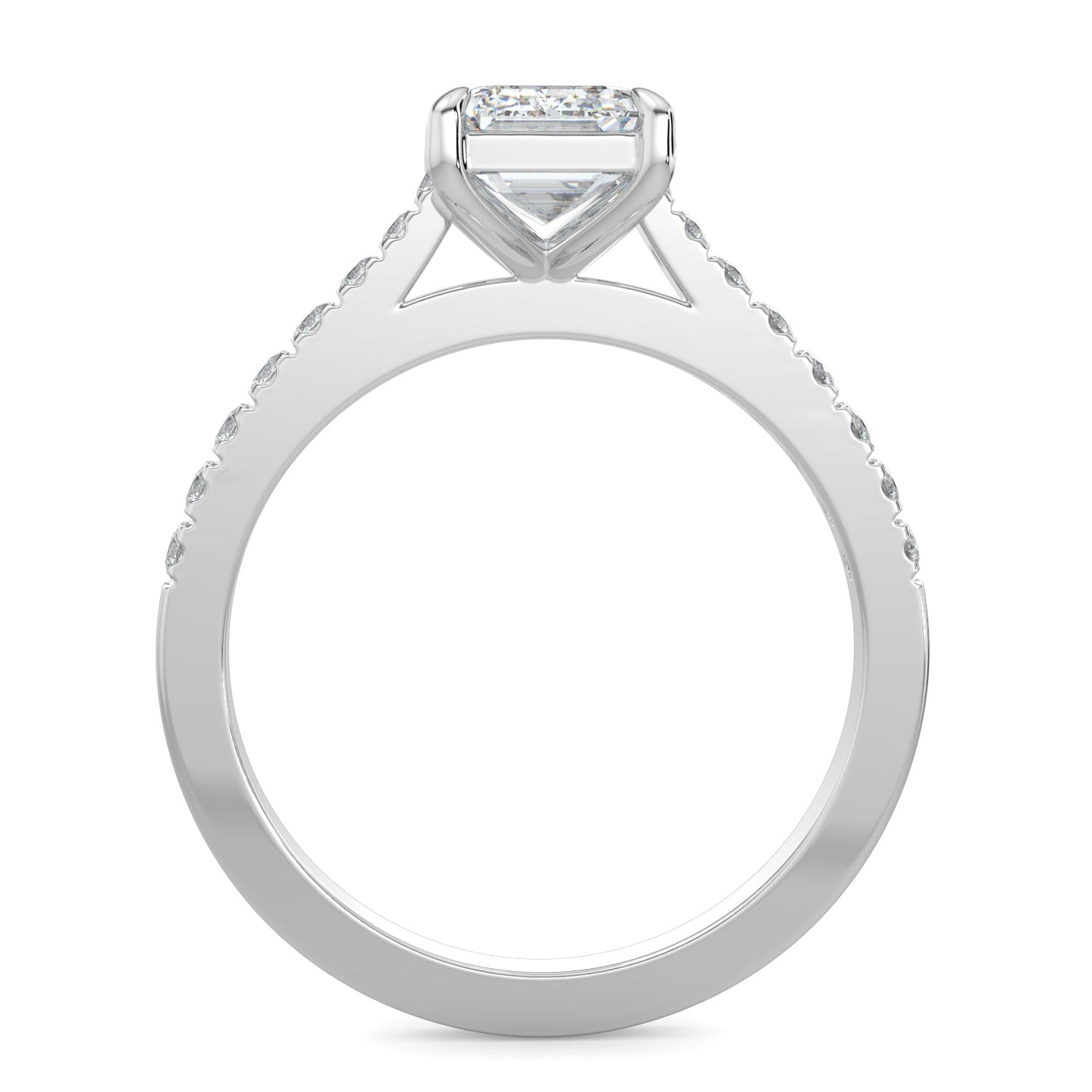 Kennedy-1.30 Carats Emerald Moissanite Pave Setting Engagement Ring