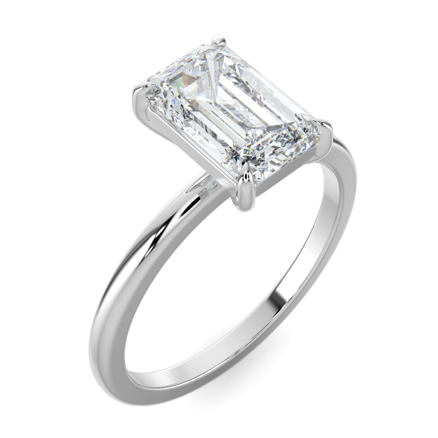 Mackenzie-1.0 Carats Emerald Moissanite Solitaire Engagement Ring