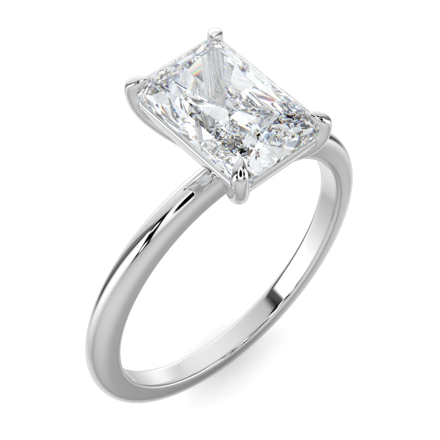 Jasmine-1.0 Carats Radiant Moissanite Solitaire Engagement Ring